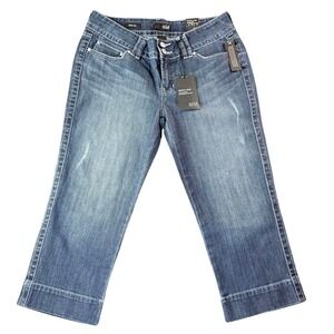 A.N.A Denim‎ Crop Jeans Women's Size 10 Blue Distressed Studded Pockets NWT
